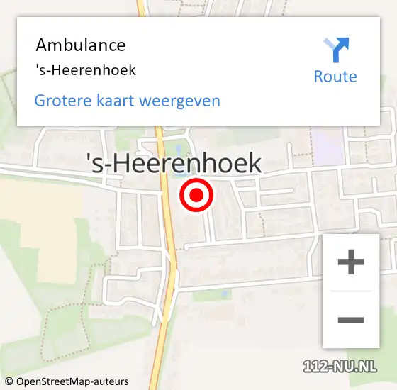 Locatie op kaart van de 112 melding: Ambulance 's-Heerenhoek op 18 februari 2019 15:05