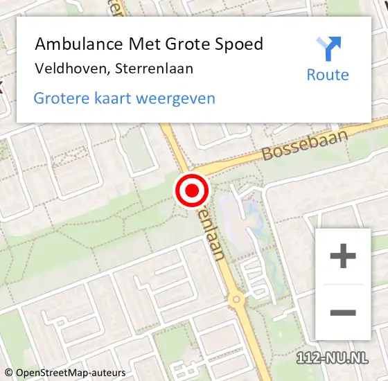 Locatie op kaart van de 112 melding: Ambulance Met Grote Spoed Naar Veldhoven, Sterrenlaan op 18 februari 2019 15:44