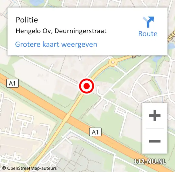 Locatie op kaart van de 112 melding: Politie Hengelo Ov, Deurningerstraat op 18 februari 2019 15:46