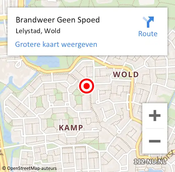 Locatie op kaart van de 112 melding: Brandweer Geen Spoed Naar Lelystad, Wold op 18 februari 2019 15:48