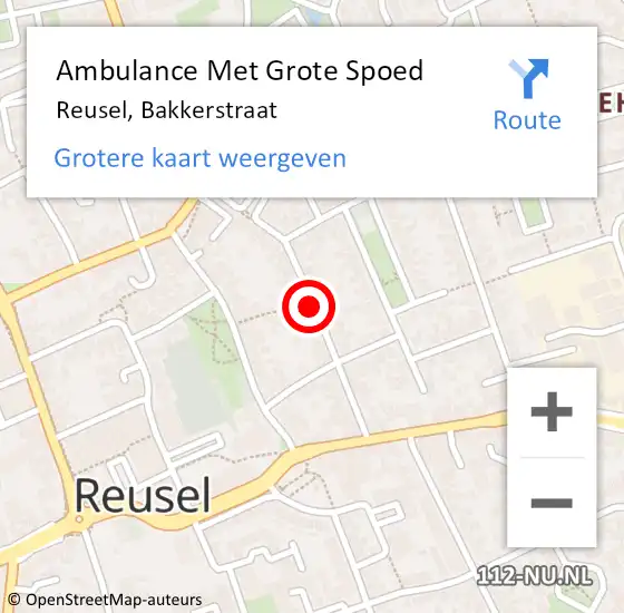 Locatie op kaart van de 112 melding: Ambulance Met Grote Spoed Naar Reusel, Bakkerstraat op 18 februari 2019 15:55