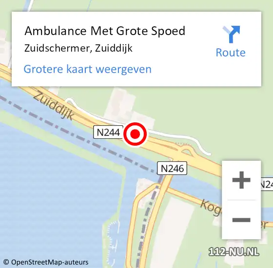 Locatie op kaart van de 112 melding: Ambulance Met Grote Spoed Naar Zuidschermer, Zuiddijk op 18 februari 2019 16:41