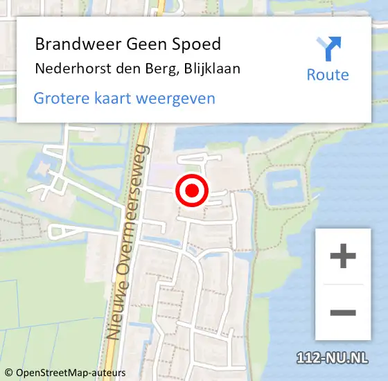 Locatie op kaart van de 112 melding: Brandweer Geen Spoed Naar Nederhorst den Berg, Blijklaan op 18 februari 2019 17:02
