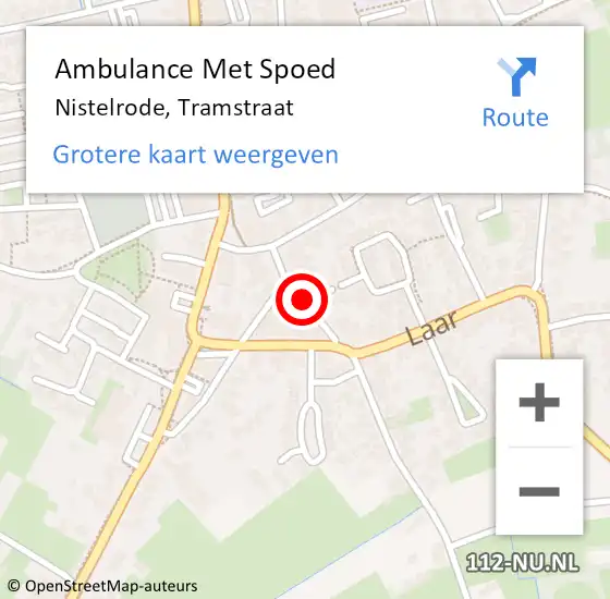 Locatie op kaart van de 112 melding: Ambulance Met Spoed Naar Nistelrode, Tramstraat op 18 februari 2019 17:12