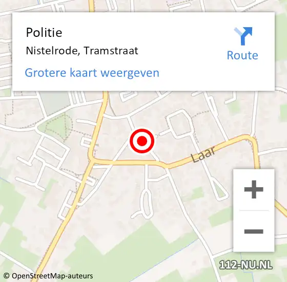 Locatie op kaart van de 112 melding: Politie Nistelrode, Tramstraat op 18 februari 2019 17:13