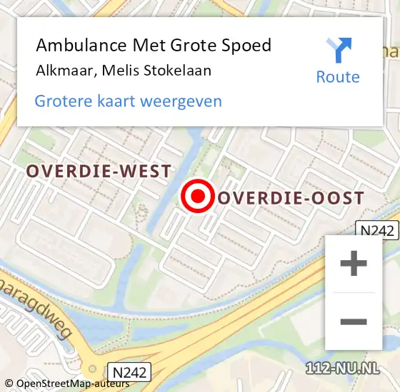 Locatie op kaart van de 112 melding: Ambulance Met Grote Spoed Naar Alkmaar, Melis Stokelaan op 18 februari 2019 17:23