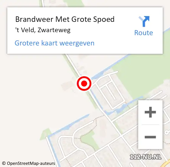 Locatie op kaart van de 112 melding: Brandweer Met Grote Spoed Naar 't Veld, Zwarteweg op 18 februari 2019 17:28