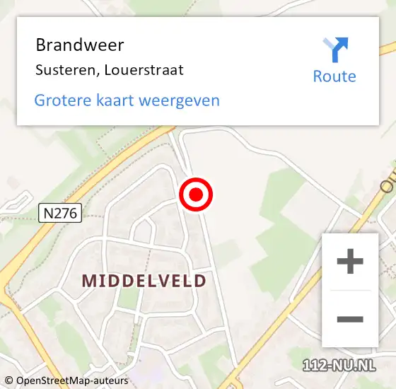 Locatie op kaart van de 112 melding: Brandweer Susteren, Louerstraat op 18 februari 2019 17:39