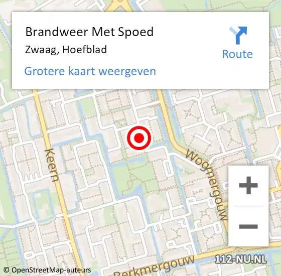 Locatie op kaart van de 112 melding: Brandweer Met Spoed Naar Zwaag, Hoefblad op 18 februari 2019 18:02