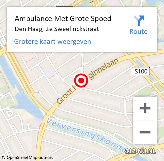 Locatie op kaart van de 112 melding: Ambulance Met Grote Spoed Naar Den Haag, 2e Sweelinckstraat op 18 februari 2019 18:09