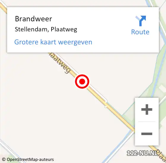 Locatie op kaart van de 112 melding: Brandweer Stellendam, Plaatweg op 18 februari 2019 19:29