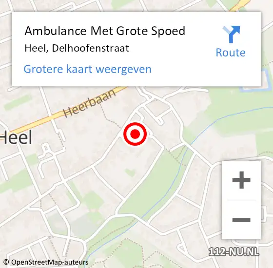 Locatie op kaart van de 112 melding: Ambulance Met Grote Spoed Naar Heel, Delhoofenstraat op 18 februari 2019 19:48