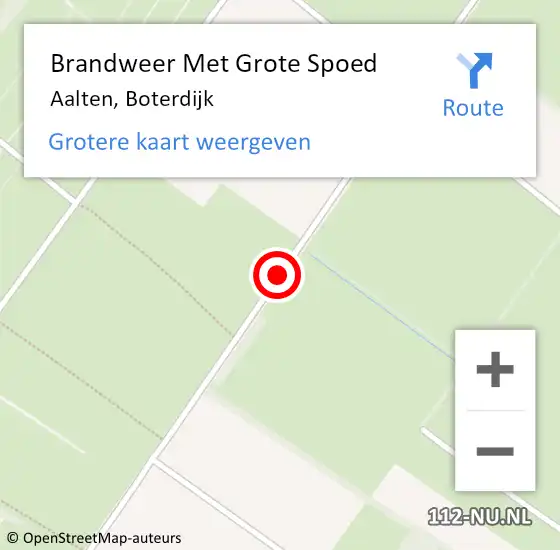 Locatie op kaart van de 112 melding: Brandweer Met Grote Spoed Naar Aalten, Boterdijk op 18 februari 2019 19:49