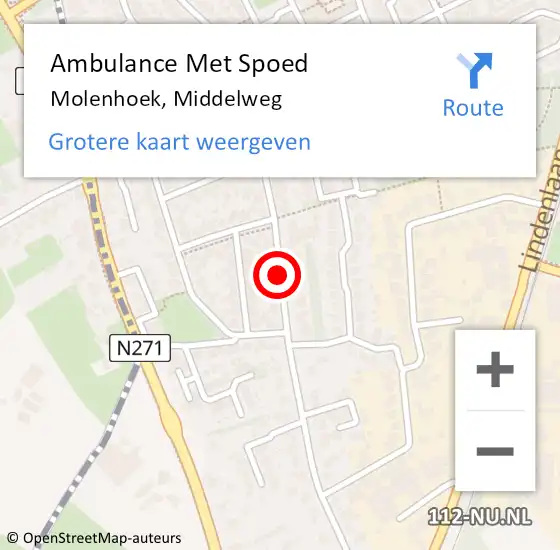 Locatie op kaart van de 112 melding: Ambulance Met Spoed Naar Molenhoek, Middelweg op 18 februari 2019 20:38