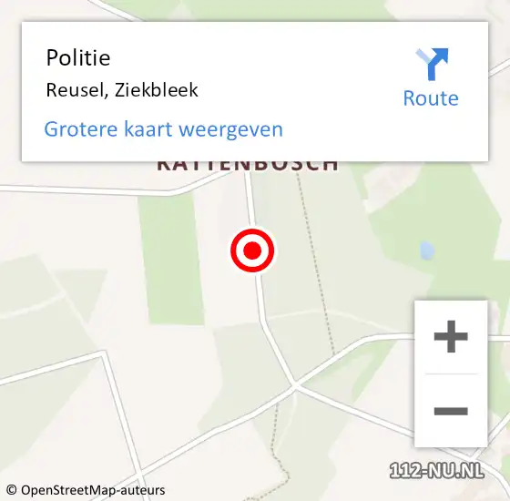 Locatie op kaart van de 112 melding: Politie Reusel, Ziekbleek op 18 februari 2019 20:38