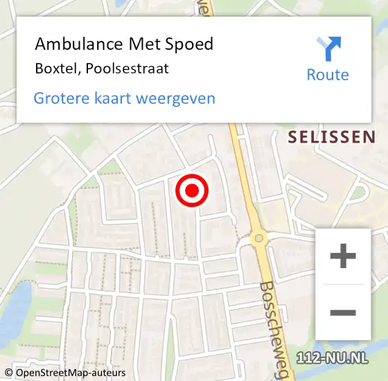 Locatie op kaart van de 112 melding: Ambulance Met Spoed Naar Boxtel, Poolsestraat op 18 februari 2019 22:25