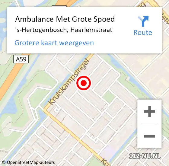 Locatie op kaart van de 112 melding: Ambulance Met Grote Spoed Naar 's-Hertogenbosch, Haarlemstraat op 19 februari 2019 00:42