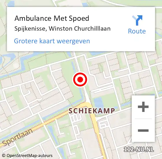 Locatie op kaart van de 112 melding: Ambulance Met Spoed Naar Spijkenisse, Winston Churchilllaan op 19 februari 2019 01:01