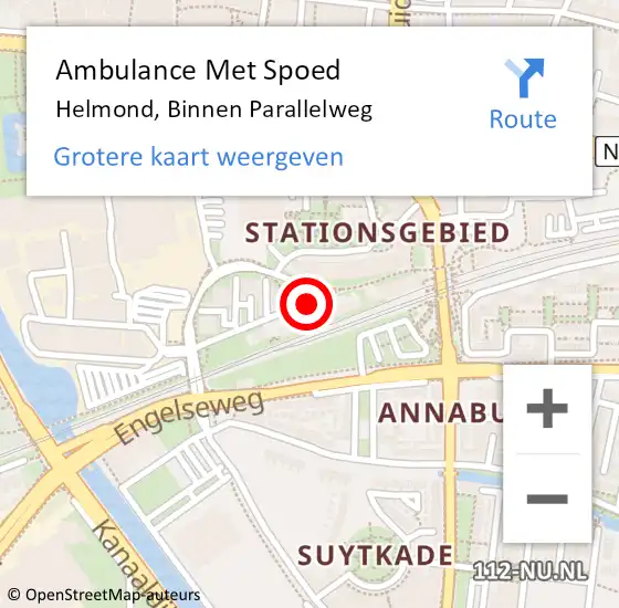 Locatie op kaart van de 112 melding: Ambulance Met Spoed Naar Helmond, Binnen Parallelweg op 19 februari 2019 01:15