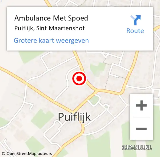 Locatie op kaart van de 112 melding: Ambulance Met Spoed Naar Puiflijk, Sint Maartenshof op 19 februari 2019 02:27