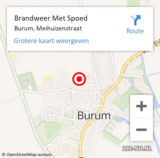 Locatie op kaart van de 112 melding: Brandweer Met Spoed Naar Burum, Meihuizenstraat op 19 februari 2019 05:11