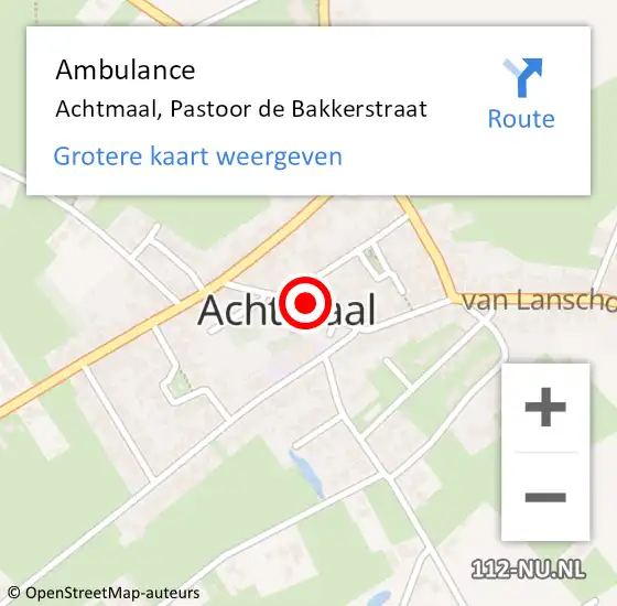 Locatie op kaart van de 112 melding: Ambulance Achtmaal, Pastoor de Bakkerstraat op 19 februari 2019 07:47