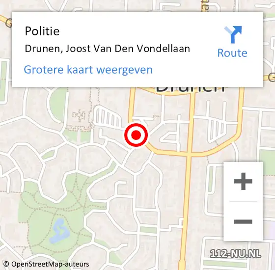 Locatie op kaart van de 112 melding: Politie Drunen, Joost Van Den Vondellaan op 19 februari 2019 09:51
