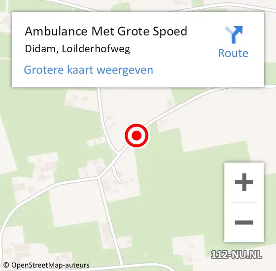 Locatie op kaart van de 112 melding: Ambulance Met Grote Spoed Naar Didam, Loilderhofweg op 19 februari 2019 09:57