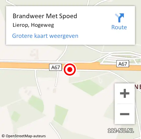 Locatie op kaart van de 112 melding: Brandweer Met Spoed Naar Lierop, Hogeweg op 19 februari 2019 10:02