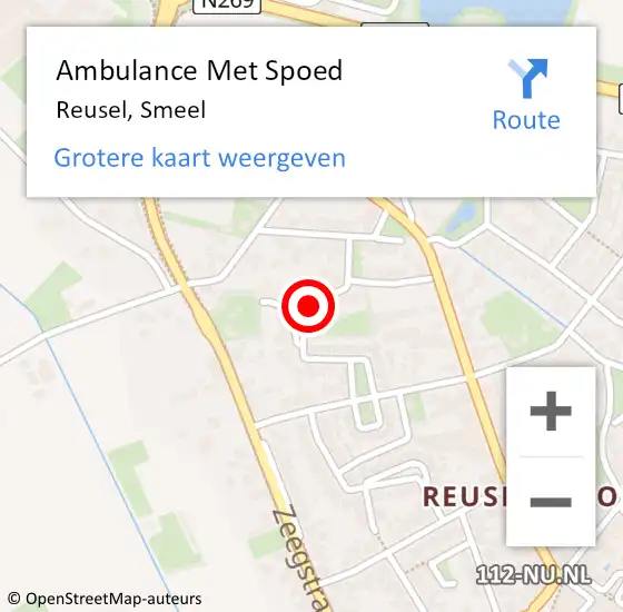 Locatie op kaart van de 112 melding: Ambulance Met Spoed Naar Reusel, Smeel op 19 februari 2019 11:28