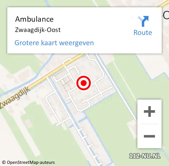 Locatie op kaart van de 112 melding: Ambulance Zwaagdijk-Oost op 19 februari 2019 11:33