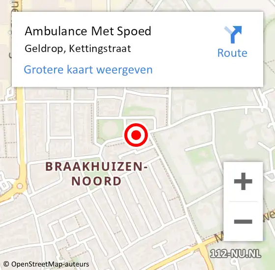 Locatie op kaart van de 112 melding: Ambulance Met Spoed Naar Geldrop, Kettingstraat op 19 februari 2019 11:46