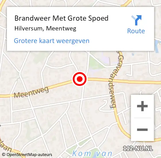 Locatie op kaart van de 112 melding: Brandweer Met Grote Spoed Naar Hilversum, Meentweg op 24 maart 2014 08:08