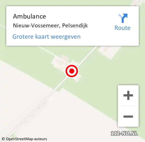 Locatie op kaart van de 112 melding: Ambulance Nieuw-Vossemeer, Pelsendijk op 19 februari 2019 12:52