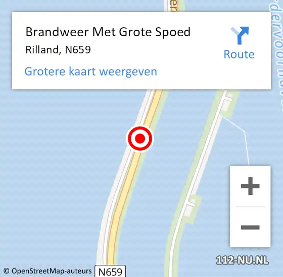 Locatie op kaart van de 112 melding: Brandweer Met Grote Spoed Naar Rilland, N659 op 19 februari 2019 12:56