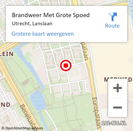 Locatie op kaart van de 112 melding: Brandweer Met Grote Spoed Naar Utrecht, Lanslaan op 19 februari 2019 13:09