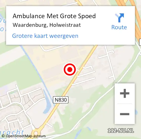 Locatie op kaart van de 112 melding: Ambulance Met Grote Spoed Naar Waardenburg, Holweistraat op 19 februari 2019 13:28