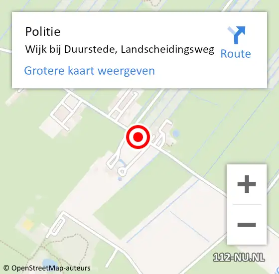 Locatie op kaart van de 112 melding: Politie Wijk bij Duurstede, Landscheidingsweg op 19 februari 2019 14:25
