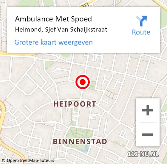 Locatie op kaart van de 112 melding: Ambulance Met Spoed Naar Helmond, Sjef Van Schaijkstraat op 19 februari 2019 14:34
