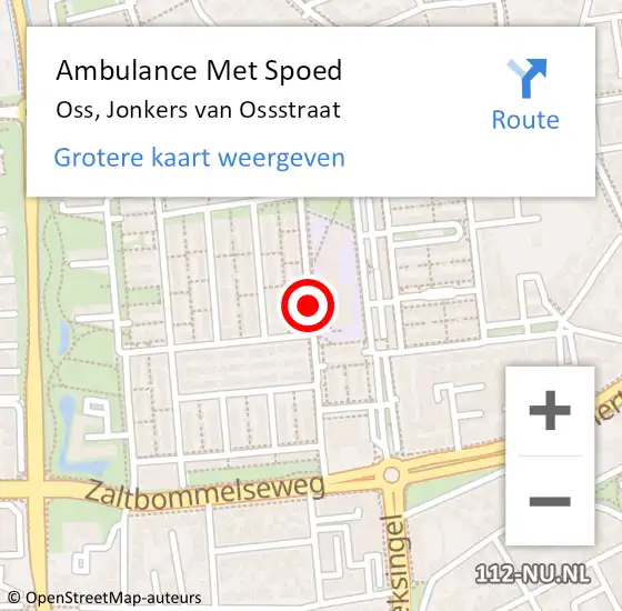 Locatie op kaart van de 112 melding: Ambulance Met Spoed Naar Oss, Jonkers van Ossstraat op 19 februari 2019 14:45