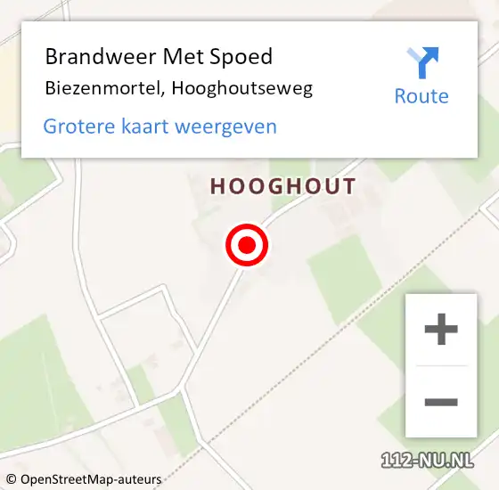 Locatie op kaart van de 112 melding: Brandweer Met Spoed Naar Biezenmortel, Hooghoutseweg op 19 februari 2019 15:03