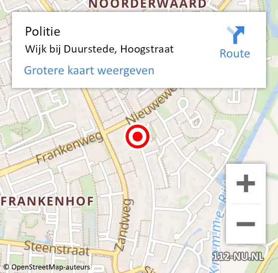 Locatie op kaart van de 112 melding: Politie Wijk bij Duurstede, Hoogstraat op 19 februari 2019 16:40