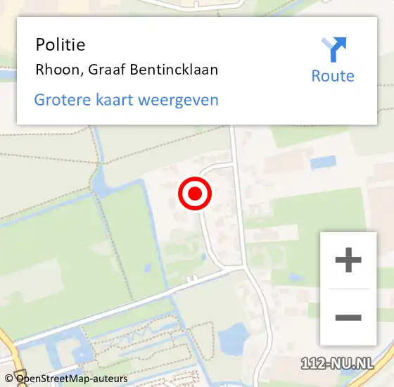 Locatie op kaart van de 112 melding: Politie Rhoon, Graaf Bentincklaan op 19 februari 2019 16:48