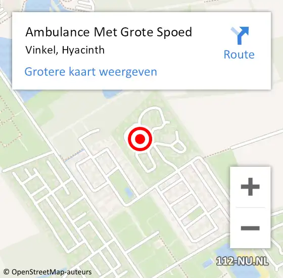 Locatie op kaart van de 112 melding: Ambulance Met Grote Spoed Naar Vinkel, Hyacinth op 19 februari 2019 17:23