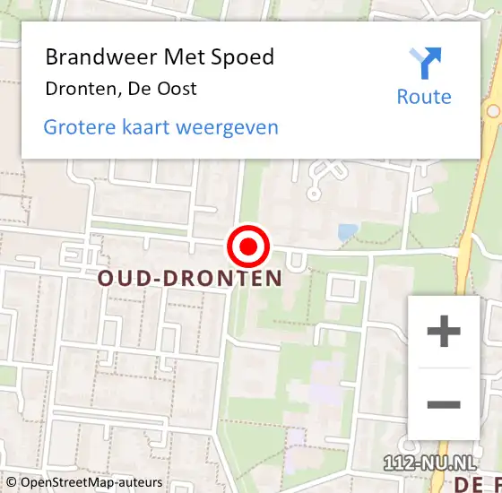 Locatie op kaart van de 112 melding: Brandweer Met Spoed Naar Dronten, De Oost op 19 februari 2019 19:07