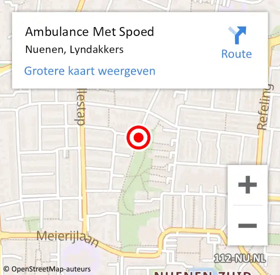 Locatie op kaart van de 112 melding: Ambulance Met Spoed Naar Nuenen, Lyndakkers op 19 februari 2019 19:17