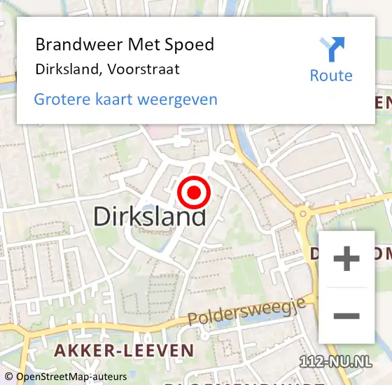 Locatie op kaart van de 112 melding: Brandweer Met Spoed Naar Dirksland, Voorstraat op 19 februari 2019 19:28