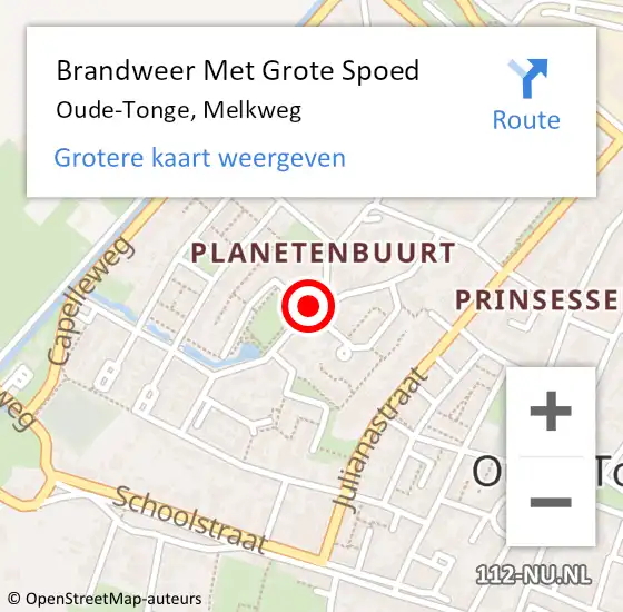 Locatie op kaart van de 112 melding: Brandweer Met Grote Spoed Naar Oude-Tonge, Melkweg op 19 februari 2019 20:22