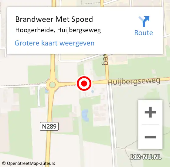 Locatie op kaart van de 112 melding: Brandweer Met Spoed Naar Hoogerheide, Huijbergseweg op 19 februari 2019 21:46