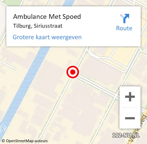 Locatie op kaart van de 112 melding: Ambulance Met Spoed Naar Tilburg, Siriusstraat op 19 februari 2019 21:58